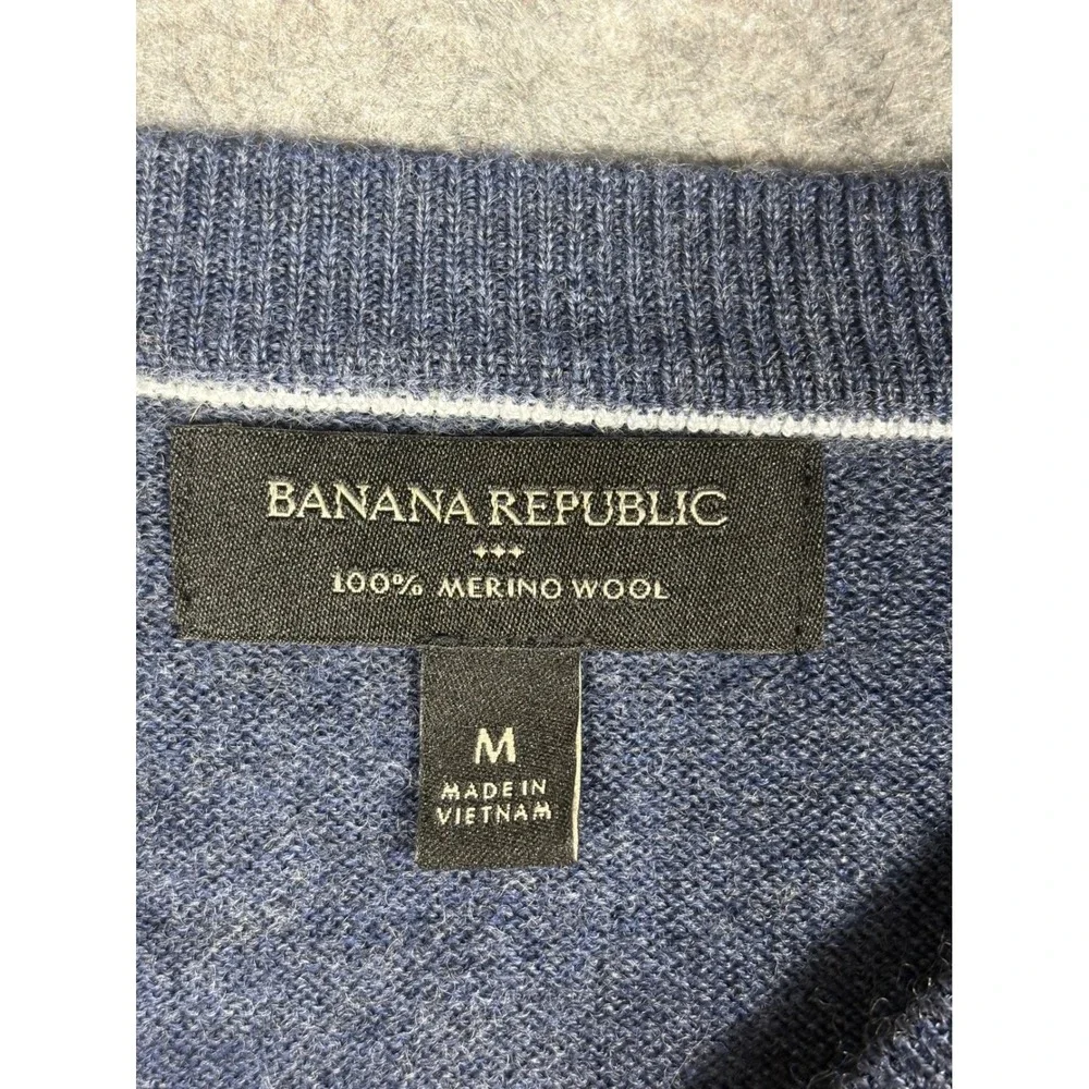 Banana Republic Mens Blue 100% Merino Wool Crewneck‎ Raglan Sweater M 404705-03